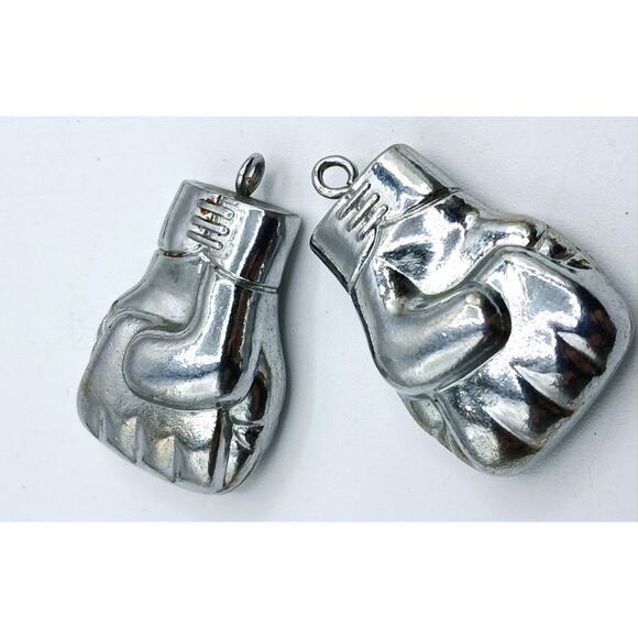 Pair of Silver Tone Boxing Glove Pendants - Picture 1 of 7